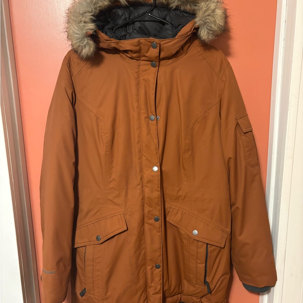 Eddie Bauer Women's Rust Ski Jacket with Faux Fur Hood